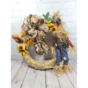 Vintage Seasonal Fall Scarecrow Door Wreath